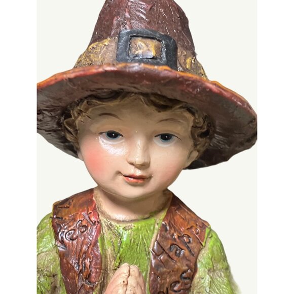 Thanksgiving Pilgrim Couple Figurines Hand-Painted Resin Collectibles - Picture 4 of 12